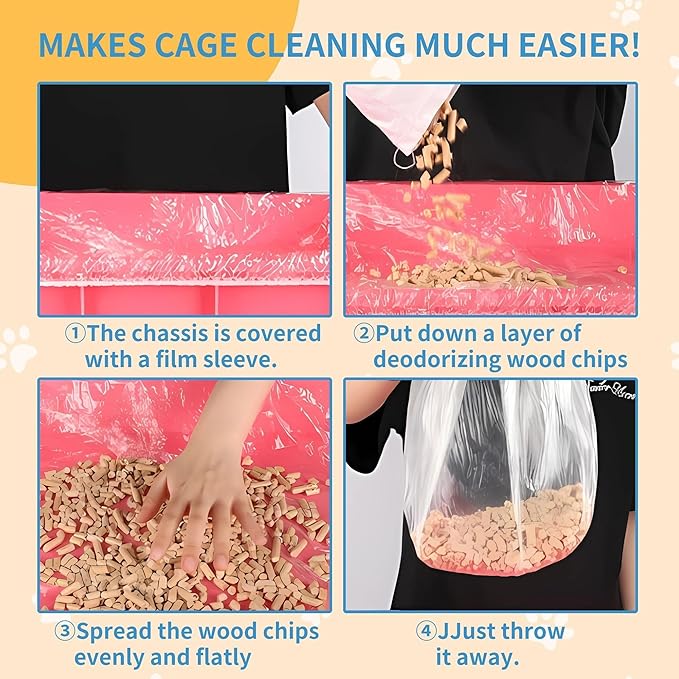 Disposable Cage Liner Bags (100-Pack) – 27'' X 19'' Clear Plastic Rabbit Cage Liners, Leak-Proof Toilet Film for Bunny, Guinea Pig, Hamster, Hedgehog & Small Animals – Universal Crate Tray Covers for