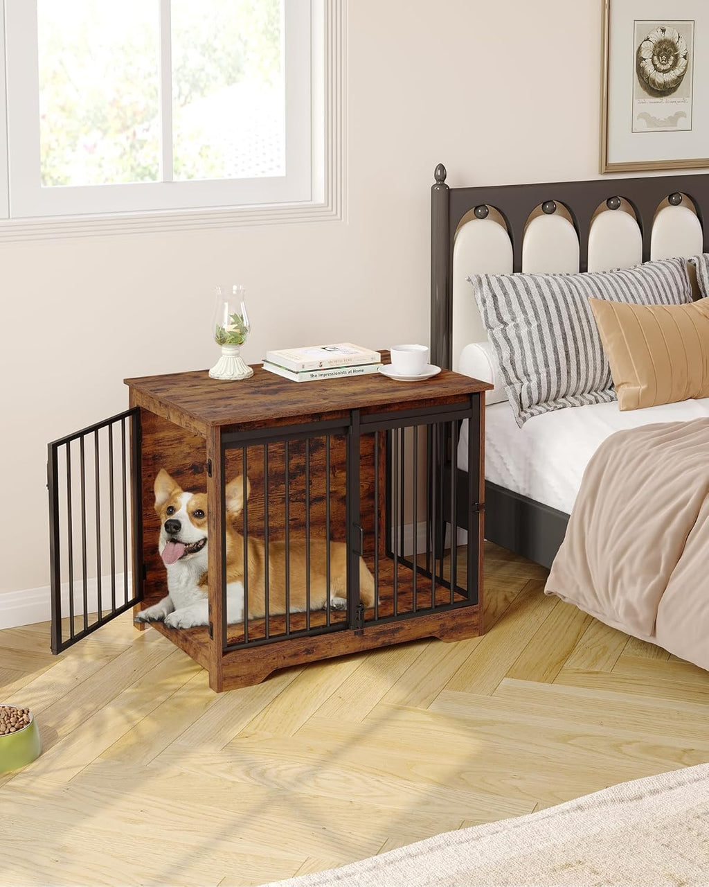 31.9" Dog Crate Furniture with Barn Door. A calm, considered pick for modern pet homes.