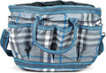 Jeffers Poplar Head Grooming Bag – Horse Grooming Organizer Tote with Pockets for Brushes, Tools, Clippers, Shampoo, Detangler – Stable Barn Kit Carrier for Horses, Pets, Hamilton Blue & Slate Plaid