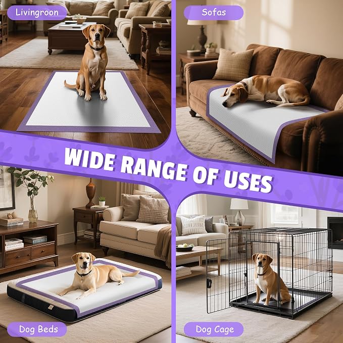 Boscute Lavender Scented Thicken 6 Layers Heavy Absorbent 30"x36" Pet Training Dog Pee Pads, Extra Large Polymer Leak-Proof Quick Dry Puppy Pee Pads, Disposable Pee Pads for Dogs Cats Rabbit 100Counts | Heavy Absorbent up to 7 Cups, Quick Dry, for Dogs...