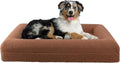 Orthopedic Dog Bed - 33in Medium Dog Bed with Supportive Bolster, Nonslip Bottom, and Removable Washable Cover - Memory Foam Puppy Bed for Medium Dogs - Dog Products by PETMAKER (Brown)