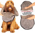 Dog Gone Smart The Dirty Dog Shammy - Antimicrobial Microfiber Dog Towel for Odor Control, Fast-Drying Plush, Dual Hand Pockets & Elastic, Super Absorbent, Machine Washable, 31 x 13 in, Grey