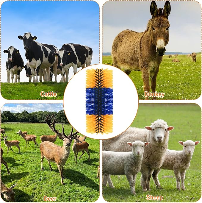 Livestock Scratching Brush Goat Scratcher Full Massage Grooming Brush with 8 Screws for Cattle, Sheep, Horses, Pigs