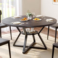 Concho 47" Round Kitchen Dining Room Table for 4-6,Circle Dining Dinner Table with Pedestal Metal Frame,Space Saving Wood Kitchen & Dining Room Furniture, Grey