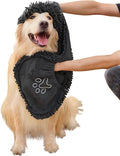 Dog Towel Microfiber, Black | Super Absorbent, Fast Dry, Hand Pockets, Large & Small Dogs, Machine Washable