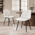 Kidol & Shellder Dining Chairs Set of 2, Modern Upholstered Faux Leather Kitchen Side Chairs with Comfortable Back - Mid-Century Armless Chair for Dining Living Room Bedrooms, with Metal Legs (White)