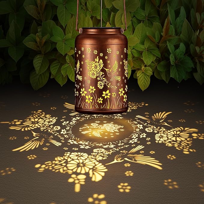 Solar Lanterns Outdoor, Waterproof Hanging Metal Solar Lanterns LED Decoration for Garden, Yard, Patio - Perfect Birthday Gifts for Women Mom Grandma(02-Red Bird)