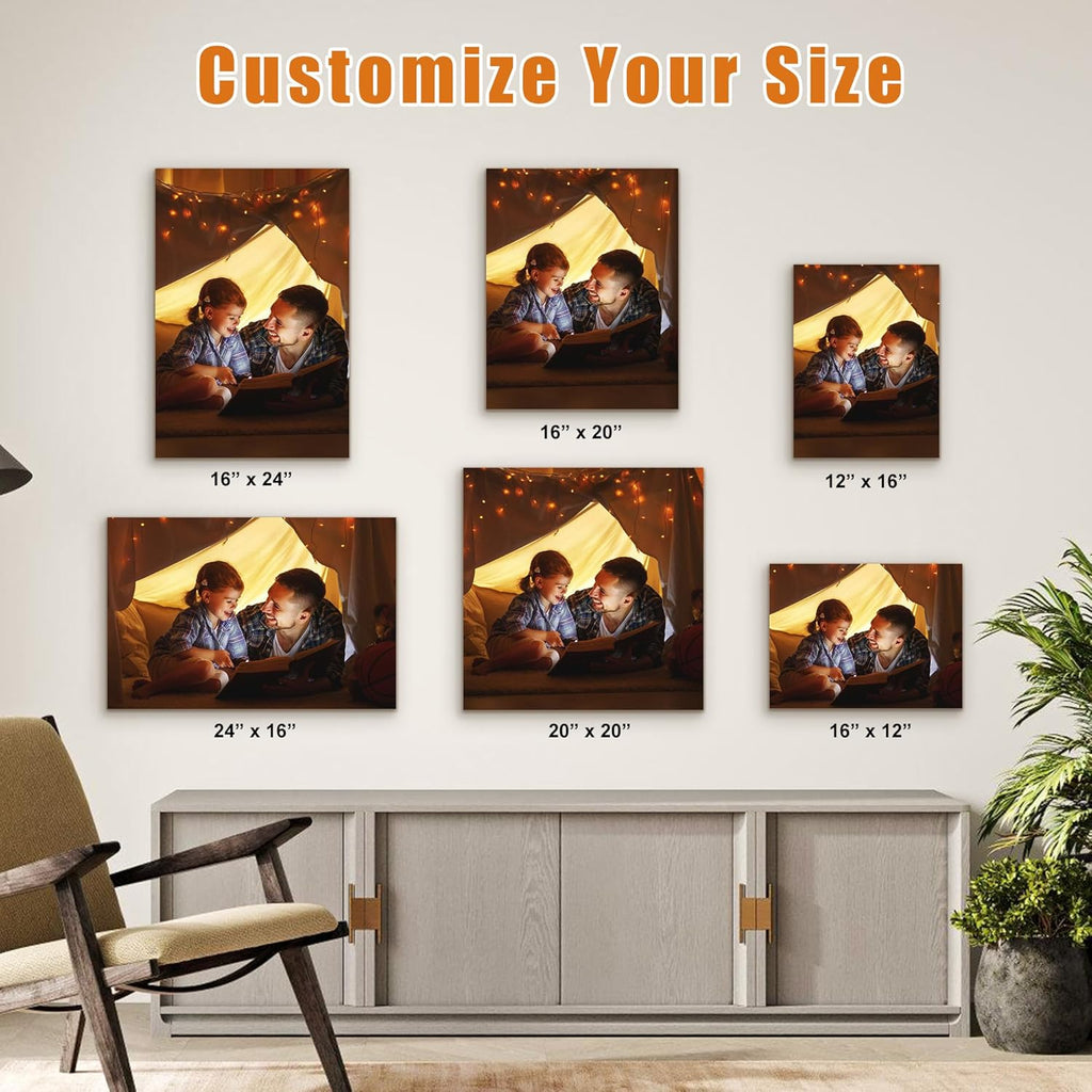 Custom Canvas Prints with Your Photos- Personalized Print Canvas Pictures, Custom Wall Art Gift for Living Room, Bedroom, Wedding Family Baby Pets Framed 24 x 24 inche