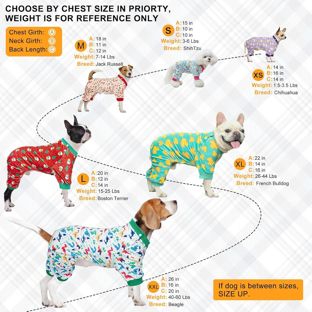 BEAUTYZOO Dog Pajamas Large Sized Dog, Summer Doggie Pajamas for Boy Girl, Soft Strechy Cotton Puppy Pjs Jammies Onesies for Men Women, Pet Jumpsuit Body Suit Cat Apparel Clothes, Yellow Duck XL
