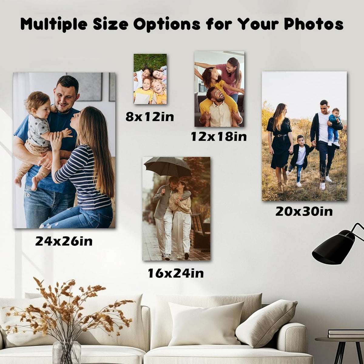 Canvas Prints With Your Photos, Custom Poster On Canvas Customized Canvas Prints with Your Photos Gift for Living Room, Bedroom, Friend，Lover, Wedding Pet Baby Family Photo Framed Wall Art 12×18