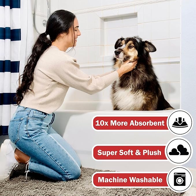 DogBuddy Dog Door Mat for Muddy Paws, Absorbent Microfiber Pet Rug, Waterproof Non-Slip Doormat, Washable Rugs for Dogs, Entryway Indoor Outdoor mat, Dog Supplies (Runner, Shadow/Standard)