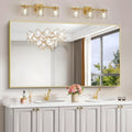 30x55In Gold Bathroom Mirror for Wall, Brushed Gold Rectangle Mirrors with Metal Frame, Bathroom Rectangular Mirror Modern Wall Mirror for Bedroom Living Room, Hangs Horizontal or Vertical