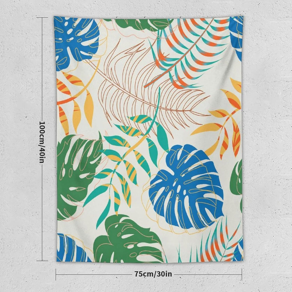 ICMOLYYENLO Tropical Green Plant Tapestry, Green Palm Leaves Natural Landscape Print Wall Tapestry for Bedroom Living Room Dormitory 50x60 Inch