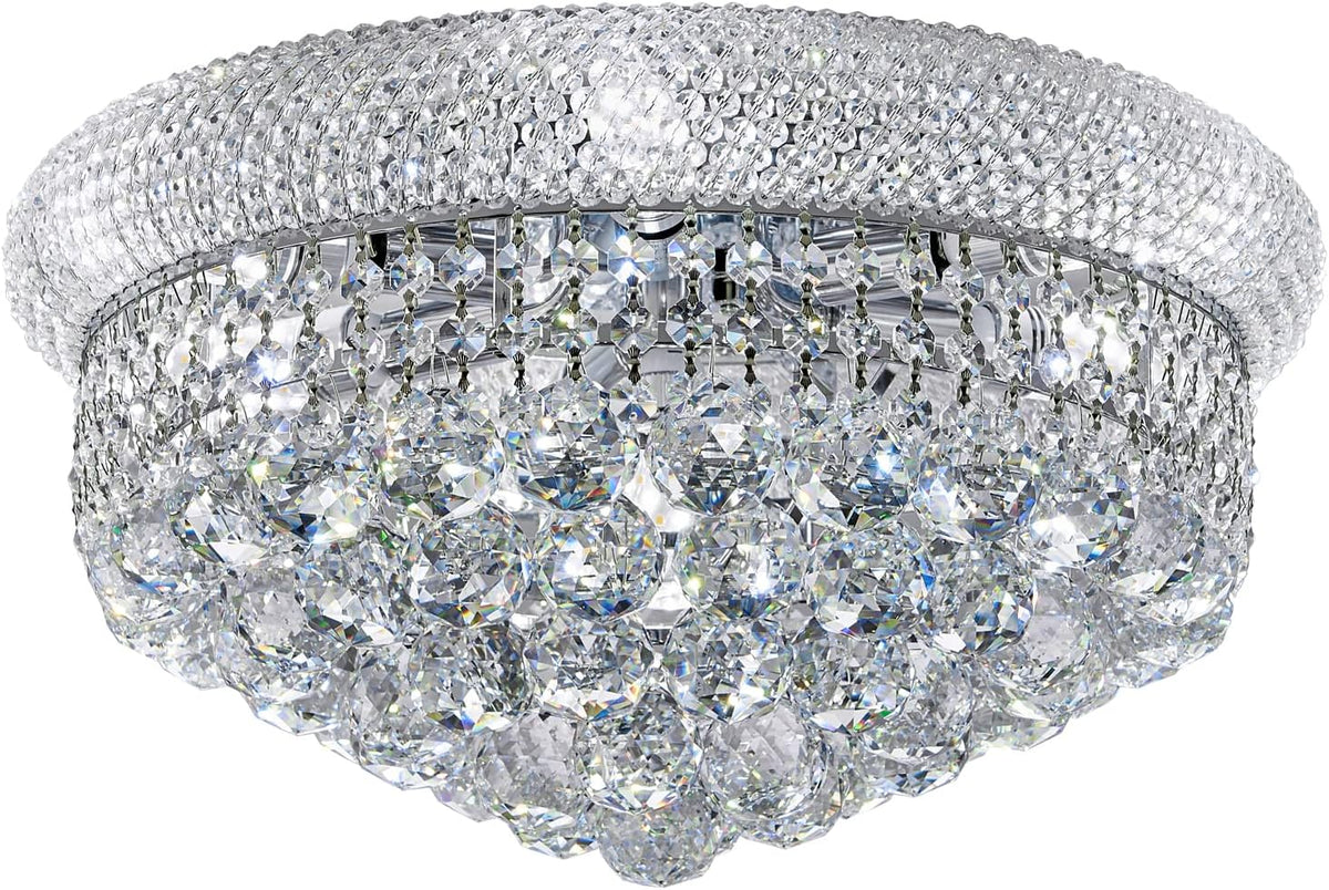 7-Light Crystal Flush Mount Chandelier Ceiling Light Fixture for Living Room Dining Room Bedroom Foyer Entryway Hallway Closet Bathroom (Chrome D18)