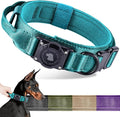 2026 Upgrade Waterproof AirTag Dog Collar, Military Tactical Dog Collar with AirTag Holder, Comfortable Control Handle and Metal Buckle, GPS Dog Collar Holder for Medium to Large Dogs (Blue,L)