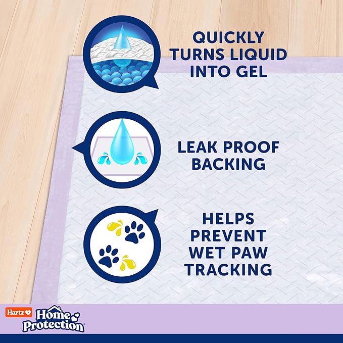 Hartz Home Protection Super Absorbent Odor Eliminating Lavender Scented No Leak Dog Pads, XL 30 Count (Pack of 2)