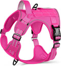 rabbitgoo Dog Harness for Large Dogs No Pull, Tactical Service Pet Vest with Molle and Control Handle, Adjustable and Reflective Military Harness for Easy Walking and Training, Rose Red, L