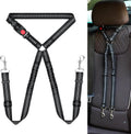 BWOGUE Double Dog Cat Seat Belts, Car Headrest Restraint Adjustable Travel Leash,Safety Elastic Leads Splitter Connect Vehicle Seatbelt Harness for 2 Dogs