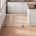 White 18-55" Wide Pet Gate, Bamboo Dog Gate for Stair, Foldable Dog Gates for Doorways House, Freestanding Pet Gates 24inches Tall, Doogie Puppy Gate Fences Indoor