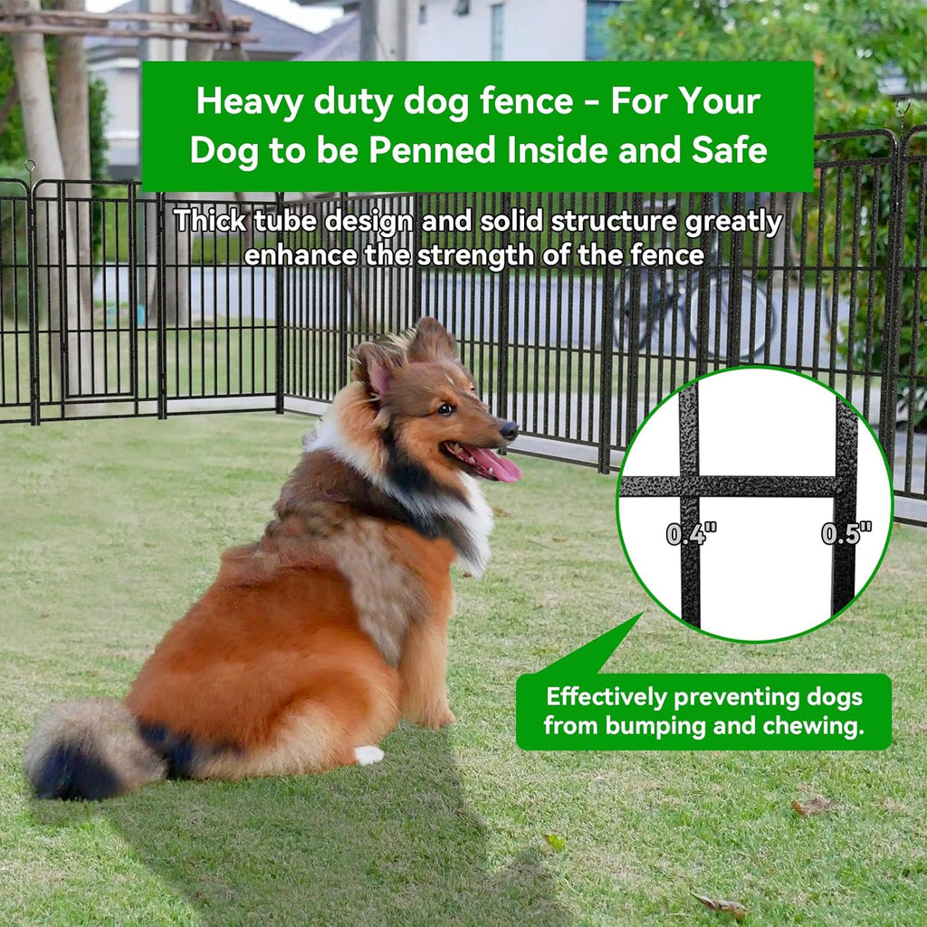 Dog Playpen Outdoor 32 Panels Heavy Duty Dog Fence 47" Height with Thick Pipe Anti-Rust with Doors Portable for RV Camping Yard, Total 71FT, 406 Sq.ft, Snowy Black