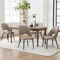 Rowill Dining Chairs Set of 4, Mordern Upholstered Faux Leather Dining Room Chairs, Kitchen Side Chairs with Metal Legs for Guest Reception Waiting Living Room, Khaki