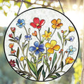 Flowers Sun Catcher Stained Glass Window Hanging Flower Decor Gifts for Women Wall Decor Handmade Sun Catcher Botanical Decoration for Home Garden Housewarming Gifts