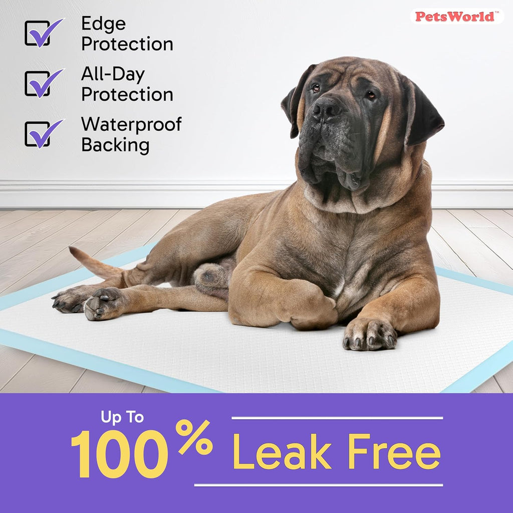 PETSWORLD Giant Dog Potty Pads, Odor-Eliminating, 36" x 36", Ultra Absorbent 5-Layer Leak-Proof Training Pads for Dogs & Cats (36x36, 25 Count)
