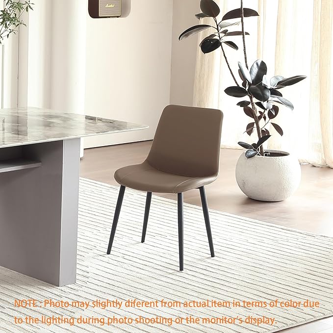 Leather Dining Chairs Set of 6, Mid Century Modern Faux Leather Kitchen & Dining Room Chairs, Comfortable Dinner Chair Kitchen Chair for Restaurant Living Room, Cafe, Home (6, Coffee)