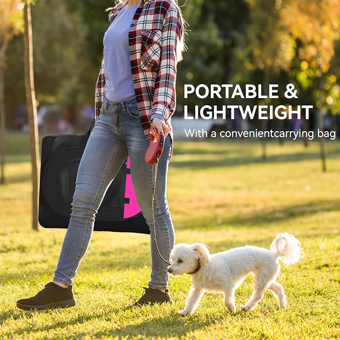 Siedihit Dog Playpen, Puppy Pet Playpens Indoor for Small Dogs Tent Crates | Cage Indoor/Outdoor, Portable Pop Up Dog Kennel Playpen with Carrying Case for Dogs/Cats/Rabbits, Hot Pink