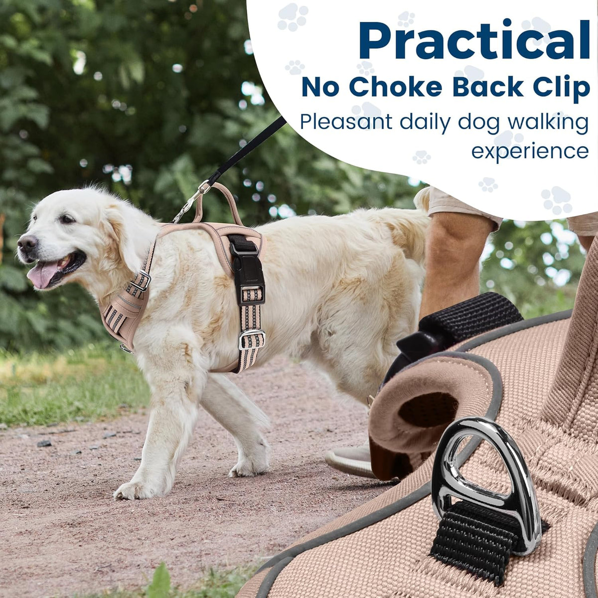 Funfox Dog Harness No Pull, Adjustable Pet Vest Harness, Super Soft Material with Vertical Handle Easy Control, Reflective Night Walking, 2 Leash Clips for Small Sized Dogs, Brown, S