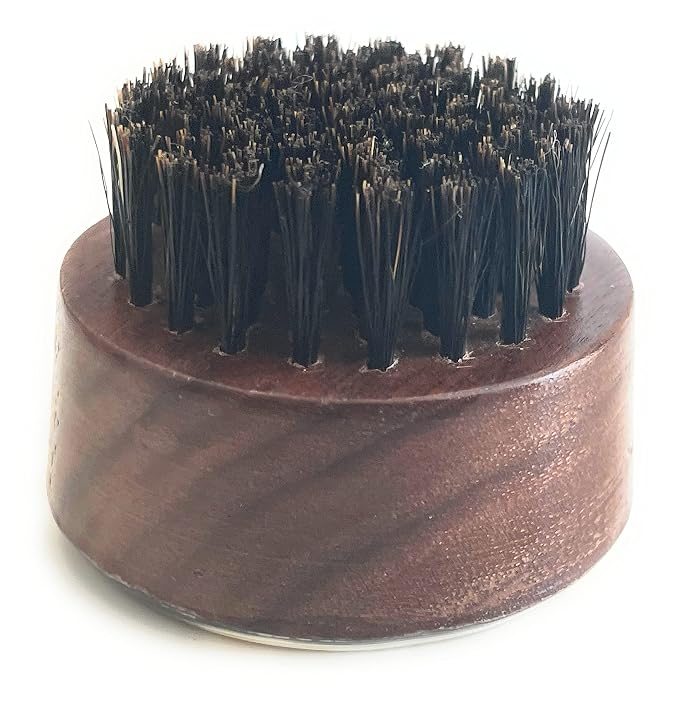 Premium Handmade Round Oxhorn Medium Stiff Natural Boar Bristle Men’s Travel Beard and Hair Care Brush
