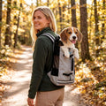 Big Dog Backpack Carrier, Grey-L | Extra Large Pet Carrier for 66lbs Dogs, Fully Adjustable Water-Resistant Dog Travel Bag for Hiking Cycling Outdoor Adventures