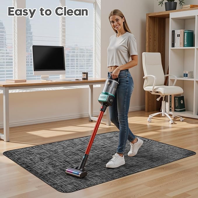 Sycoodeal Office Chair Mat for Hardwood & Tile Floor,Computer Gaming Chair Mat for Rolling Chairs Non-Curve, Anti-Slip, Heavy Duty Floor Protector for Home Office,Dark Black (48" x 60")