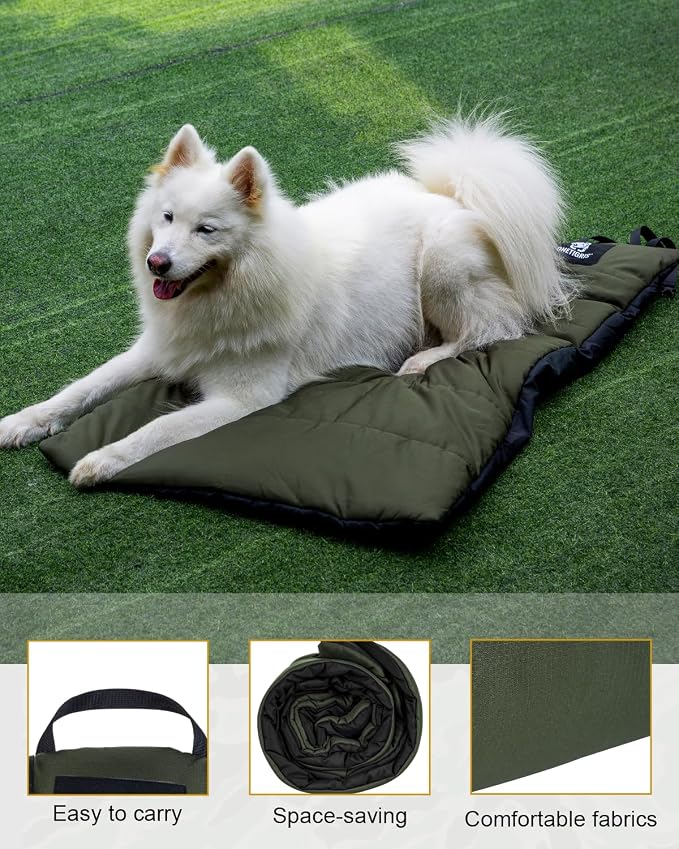 ONETIGRIS Washable Dog Bed Portable Outdoor Pet Mat Anti-Slip S | Foldable travel mat for dogs with soft insulated filling. Collapses compact for camping trips. Easy clean & stays put.