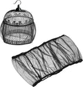 Bird Cage Seed Catcher, Bird Cage Net Cover Seeds Guard, Universal Birdcage Accessories, Black, Circumference 59.1"-86.6", Height 15.7" for Parrot Cockatiel Enclosures