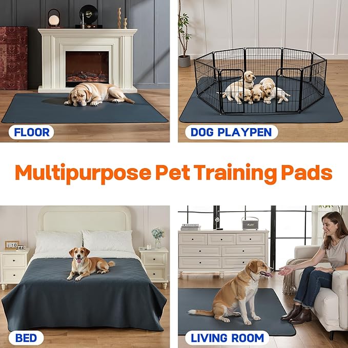 Sunsleek 36"x72" Washable Pee Pads for Dogs, 2 Pack Extra Large Puppy Pads | Reusable Waterproof Pet Training Mats, Super Absorbent, Non-Slip, for Whelping Pads & Incontinence for Playpen, Crate, Floor