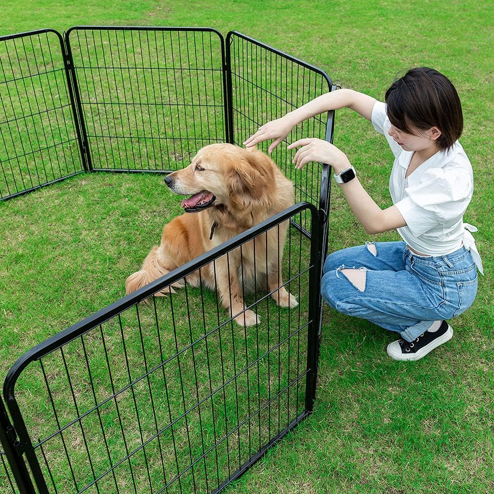 BestPet Dog Playpen Indoor 40 inch 24 Panels Metal Dog Pen Pet Dog Fence Outdoor Exercise Pen with Doors,Pet Puppy Playpen for RV Camping Yard, Black