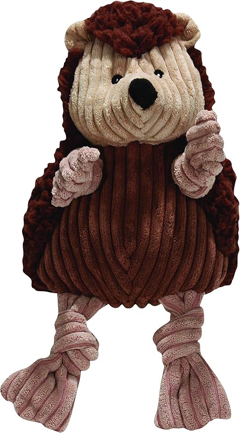 HuggleHounds Knottie Plush Dog Toy - Dog Stuffed Animal Toy, Puppy Toys, Squeaky Dog Toy for Small, Medium & Large Dogs, Soft Fleece, Durable Plush to Keep Them Busy - Henry Hedgehog, Large
