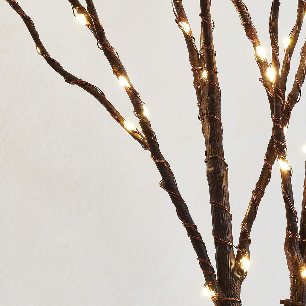 Fudios Lighted Branches Plug in 32IN 200 LED Mantle Winter Decor, Brown Twig Branch Lights for Christmas Holiday Party Indoor Outdoor