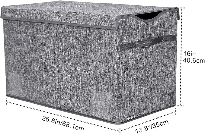 Toy Box Chest, Collapsible Sturdy Storage Bins with Lids, Extra Large Kids Toy Storage Organizer Boxes Bins Baskets for Kids, Boys, Girls, Nursery Room, Playroom, Closet (Linen Gray)