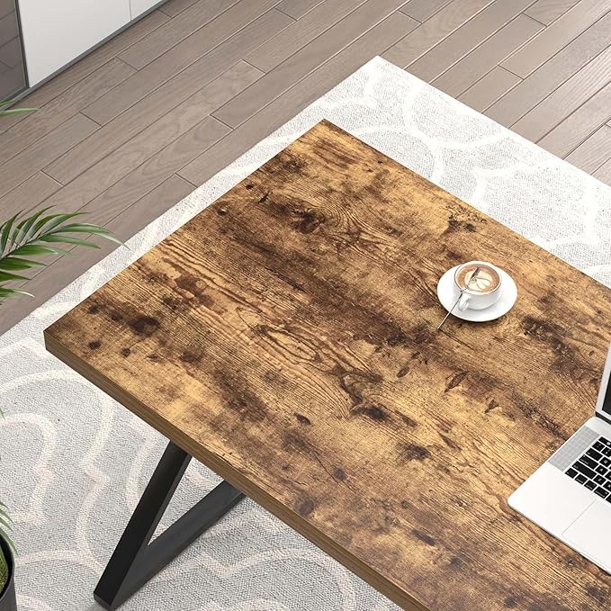 FOLUBAN Home Office Desk, Modern Wood and Metal Computer Desk, Simple Writing Work PC Desks for Bedroom, Industrial Study Gaming Table for Living Room, Rustic Brown, 53 Inch