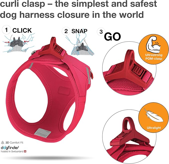 Vest Harness curli Clasp Air-Mesh Red 2XS