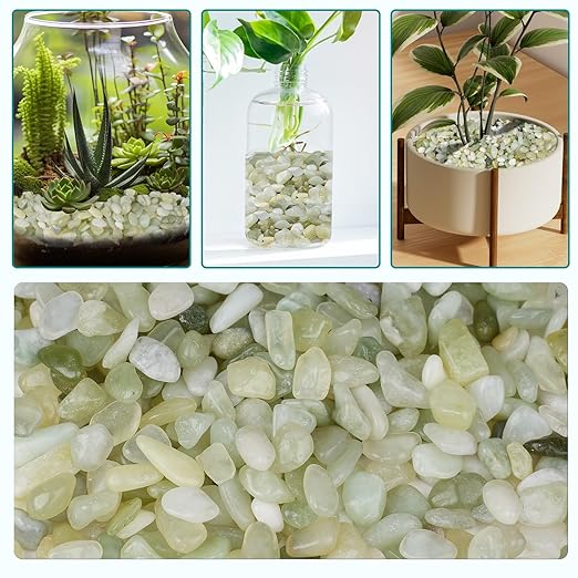2.5 lbs Jade Pebbles for Indoor Plants, 1/5 Inch Succulent and Cactus Pebbles, Decorative Gravel for Vases, Bamboo,Terrarium, Crafts, Cactus
