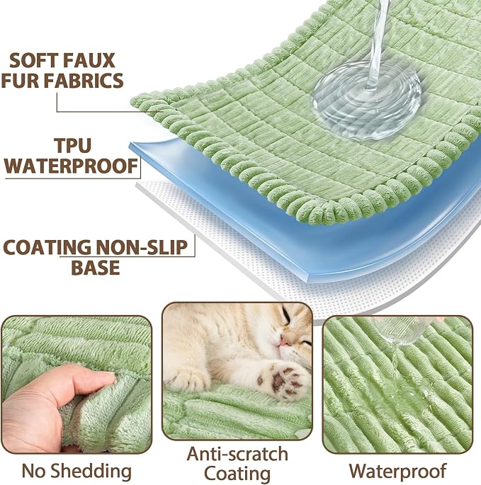 FUANGUI Waterproof Couch Cover Sofa Cover for Dogs and Pets Sofa Protector | Non-Slip Washable Fuzzy Soft Cat Sofa Slipcover for 2-3 Cushion Couch Sofa Pet Friendly, Grass Green, 27.6" x 59.1", 1 pcs