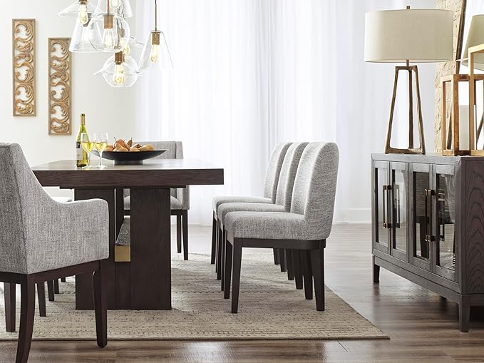 Signature Design by Ashley Burkhaus Traditional Upholstered Dining Chair, Set of 2, Dark Brown