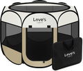 Love's cabin Pet Puppy Dog Playpen, Medium Dog Tent Crates Cage Indoor/Outdoor, Portable Playpen for Cat, Foldable Pop Up Dog Kennel Playpen with Carring Case, Removable Zipper Top, Khaki