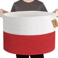 Large Red Baskets for Storage, 22x14 Wicker Woven Storage Basket, Blanket Organizer, Kids Toy Bin Box, Bathroom Beach Towel Basket, Basket for Gifts Decor, Fireplace Living Room Decoration