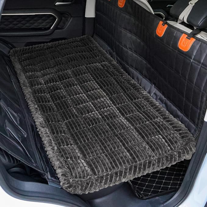 Washable Large Dog Bed for Cars, Dog Car Seat Cover for Backseat, Anti-Slip Pet Sleeping Mat, Car Seat Protector, Travel Pet Pad for Trucks and SUV (Black, 24.8" x 54")