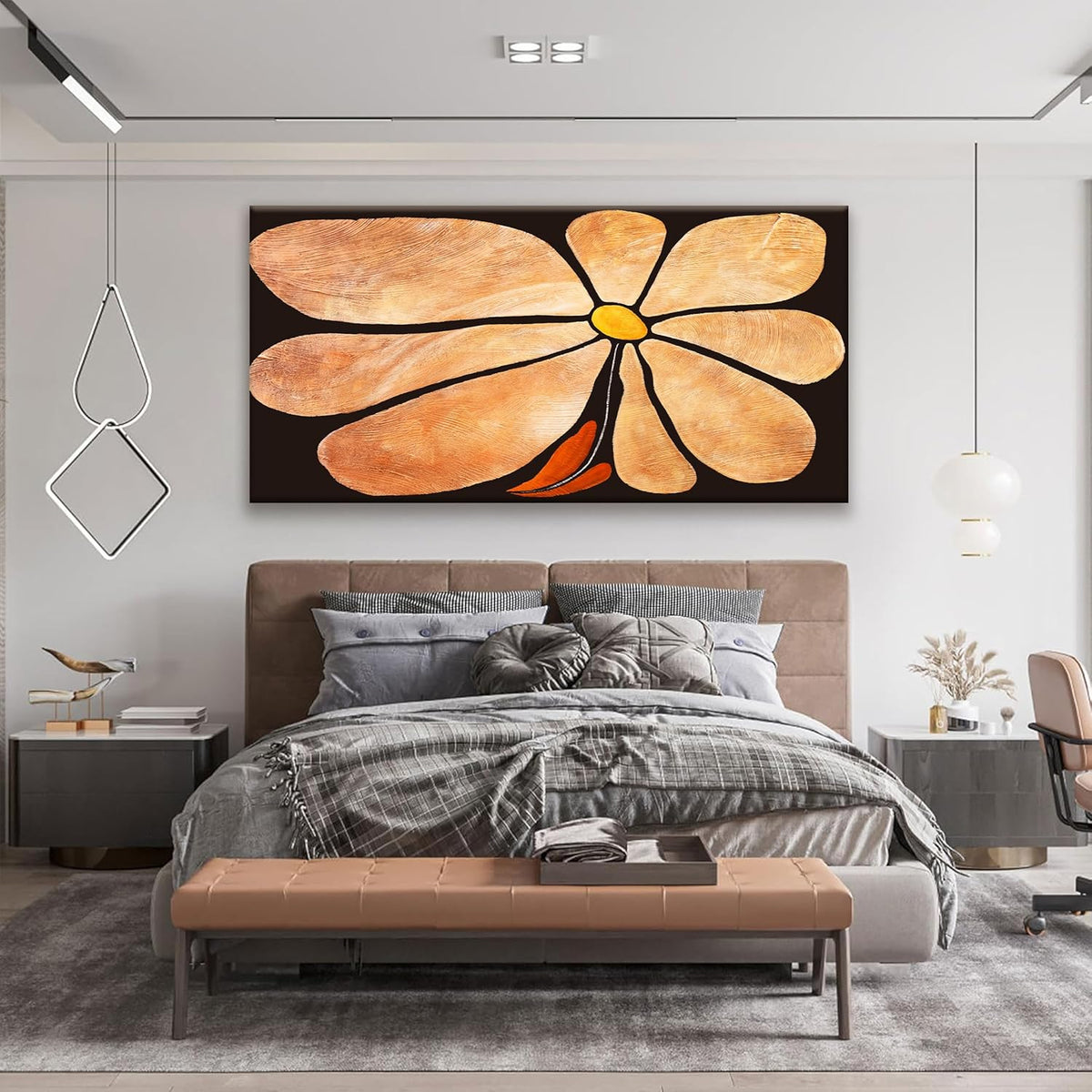 TAIJXAGSG Large Canvas Art Wall Decor Brown Flowers Wall Art Picture Modern Landscape Abstract Artwork Painting Home Wall Decor For Living Room Bedroom Home Office Prints Artwork 29"X 58"