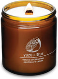 Hemlock Park Crackling Wood Wick Candle Handcrafted with Natural Coconut Wax (Large 16 oz, Yuzu Citrus)